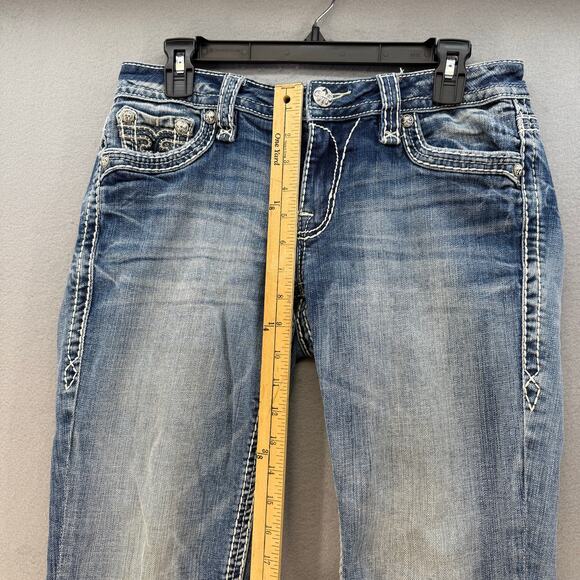 Rock Revival Jeans Womens 27 (4) Blue Anzelie Easy Boot Faux Pocket Flaps Blingy - Picture 15 of 16